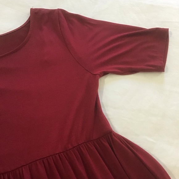 Zenna Outfitters Deep Red Short Sleeve Fit & Flare Dress w/Side Pockets, Size L - Picture 7 of 13